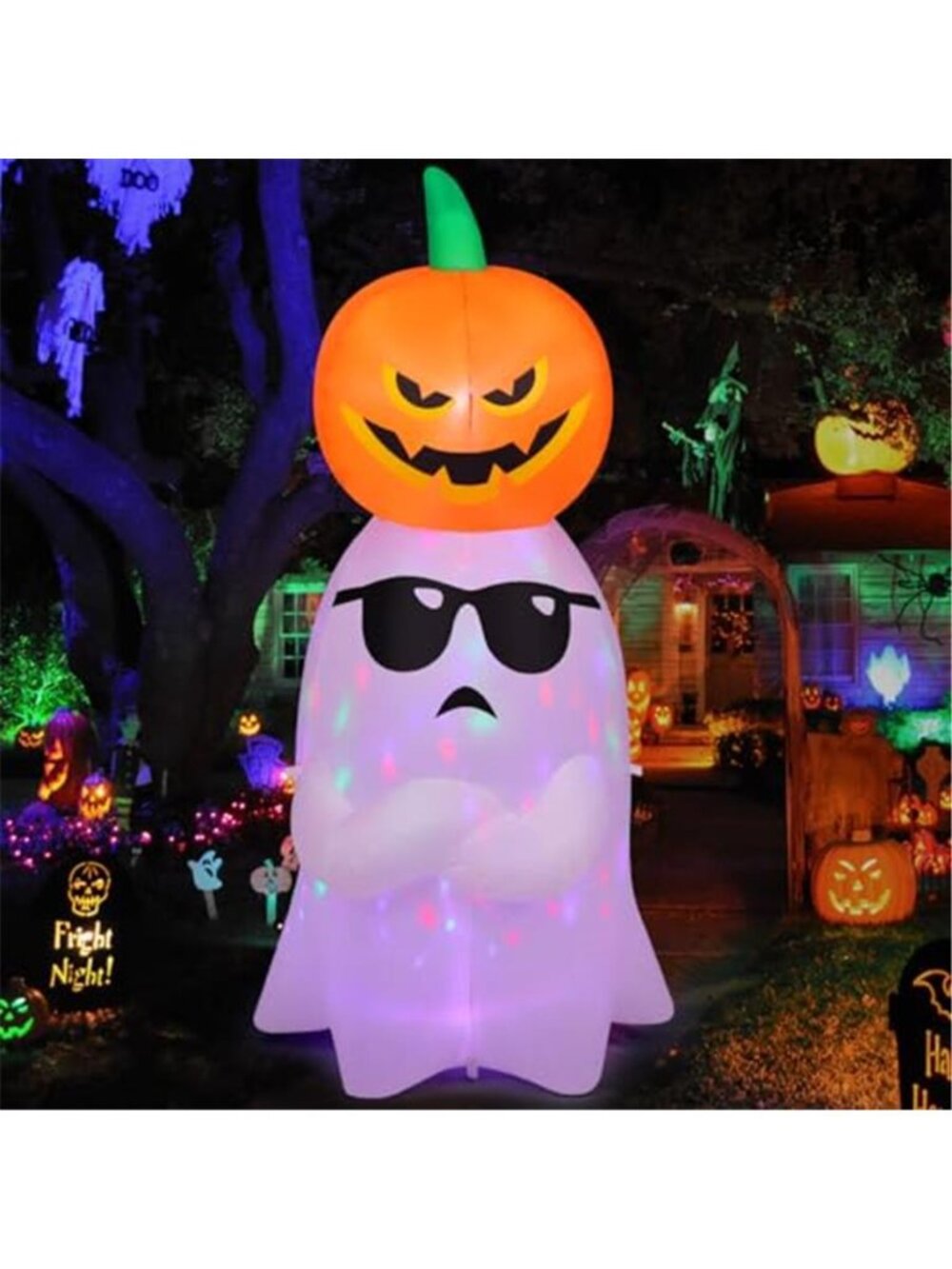 6.2 FT Halloween Inflatables Ghost with Pumpkin Outdoor Decorations Blow